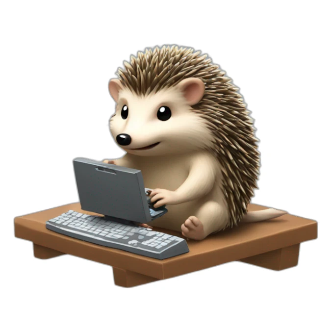 hedgehog playing video games on a pc sticker