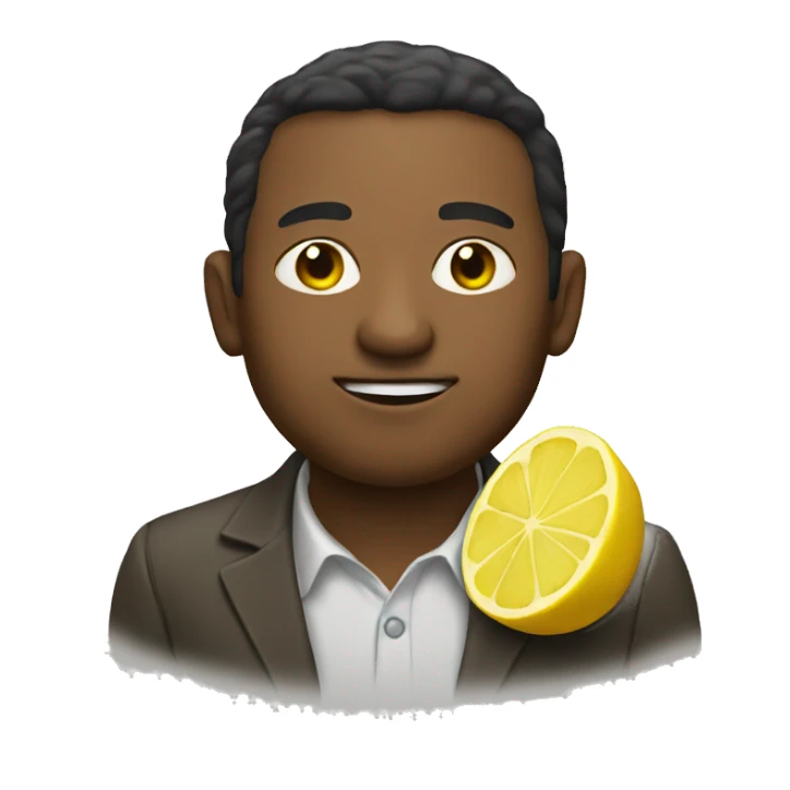 Man with a lemon sticker