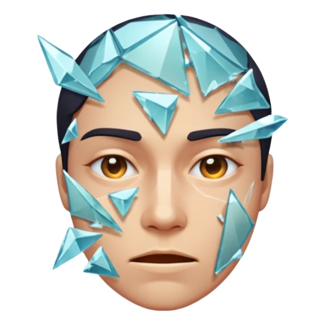Face splitting into multiple expressions like shattered glass sticker
