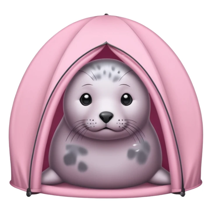 Gray Seal in a light pink tent  sticker