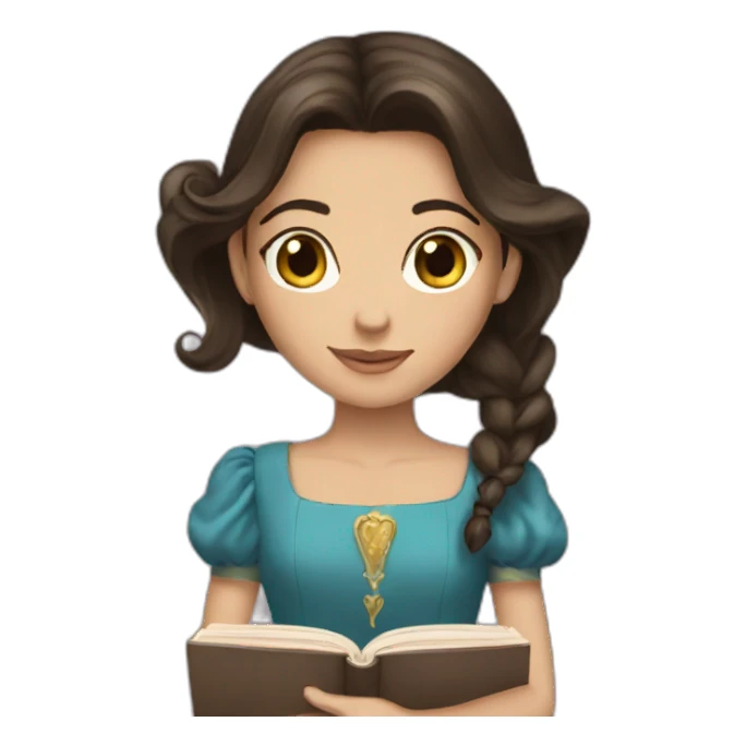 Brunette princess with book sticker