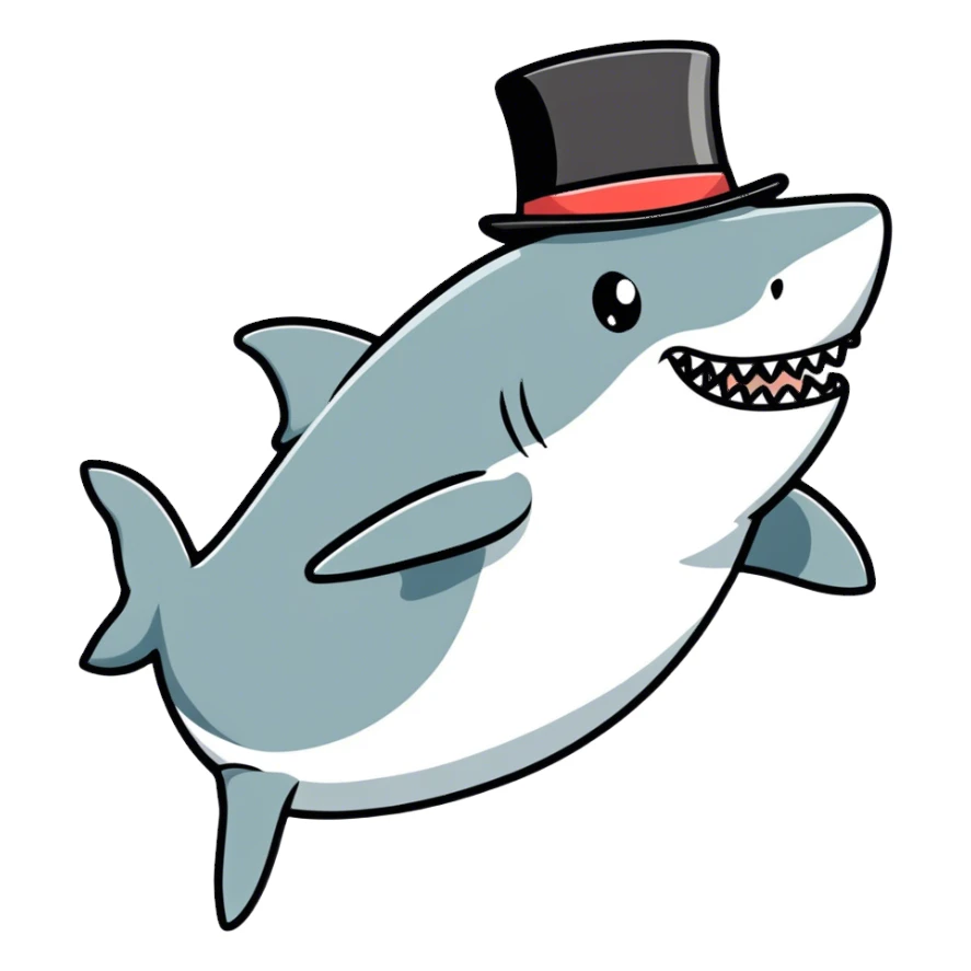 Shark with a top hat sticker