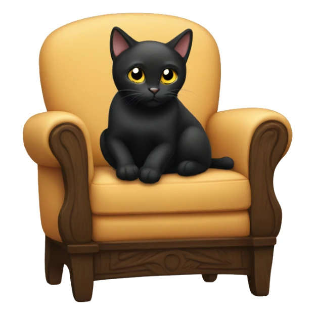 Black cat sitting on chair sticker