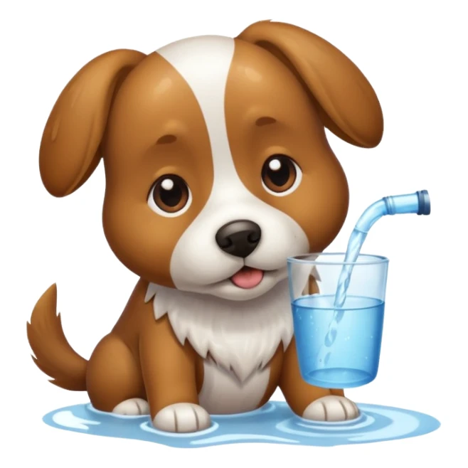 Dog drinking water sticker