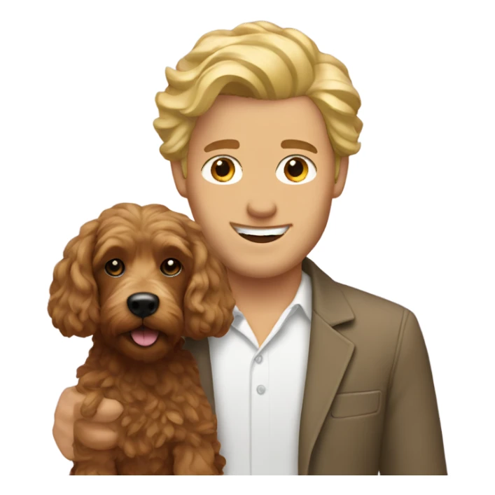 blonde man with a brown cockapoo  sticker