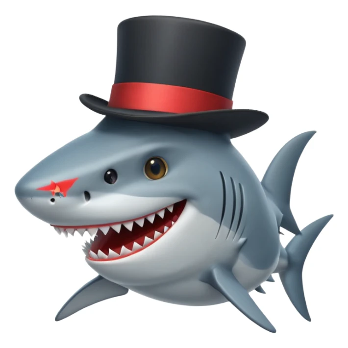 shark in a top hat, grinning sticker