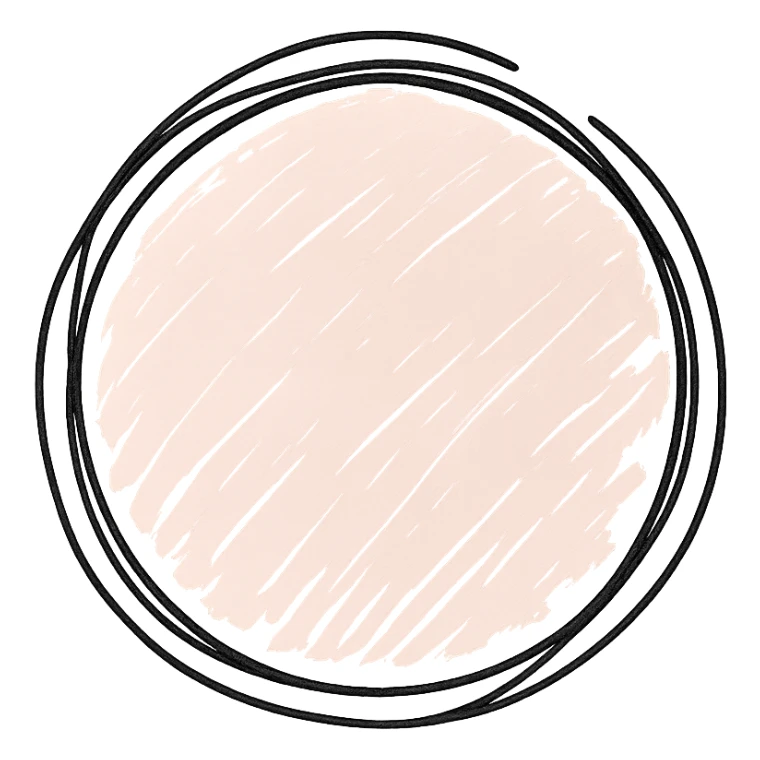 hand-drawn pink circle with sketchy lines sticker