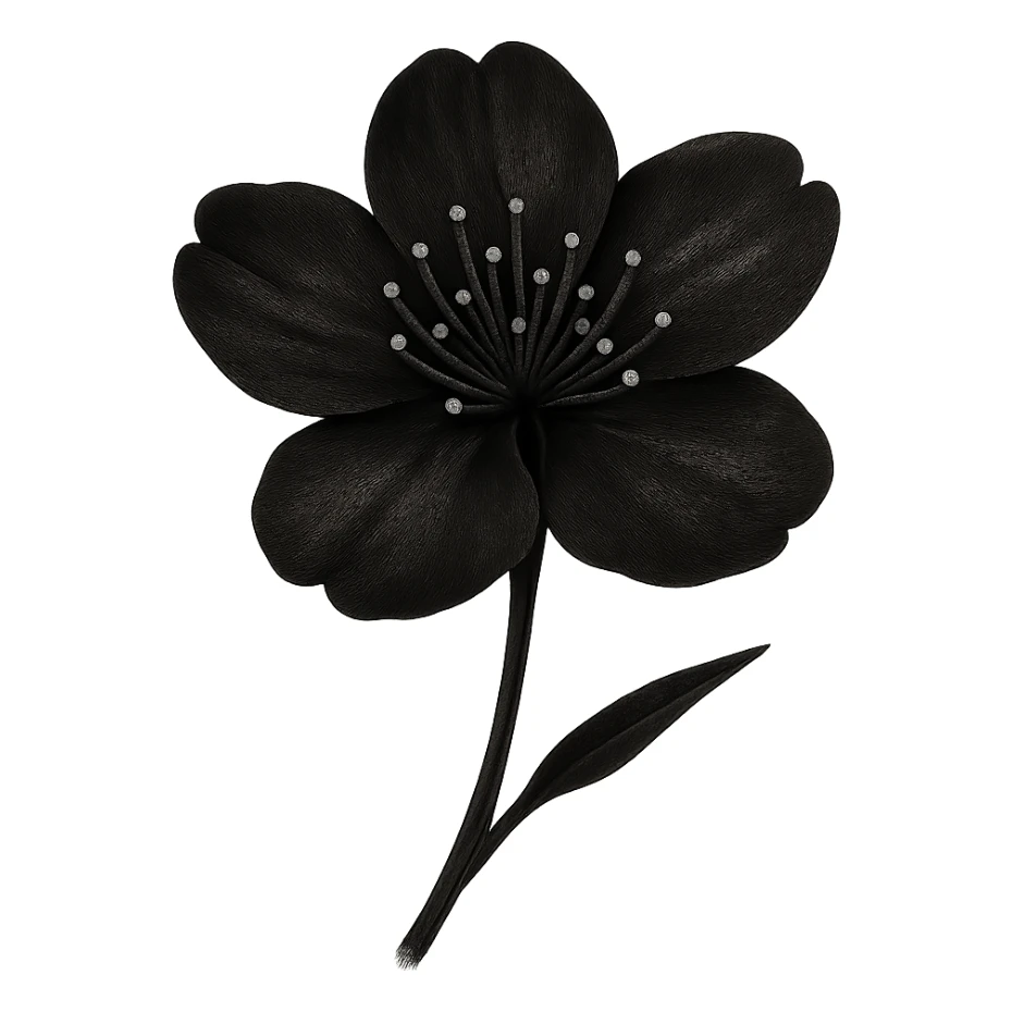 show  one black cherry blossom, remove background sticker