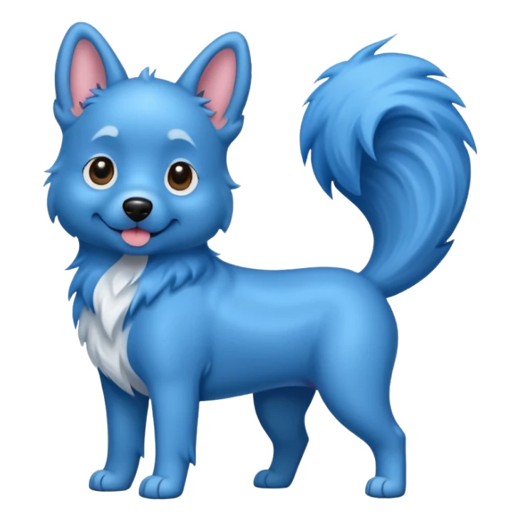 A blue dog standing up sticker