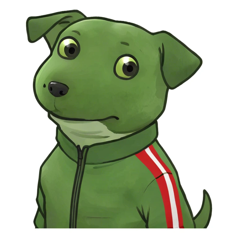 Small white dog with red track suit on  sticker