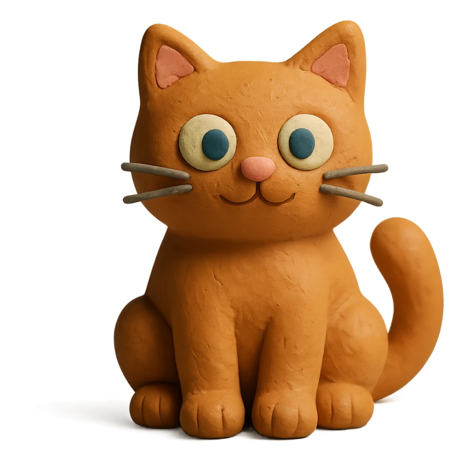 cute cat sitting in claymation style sticker