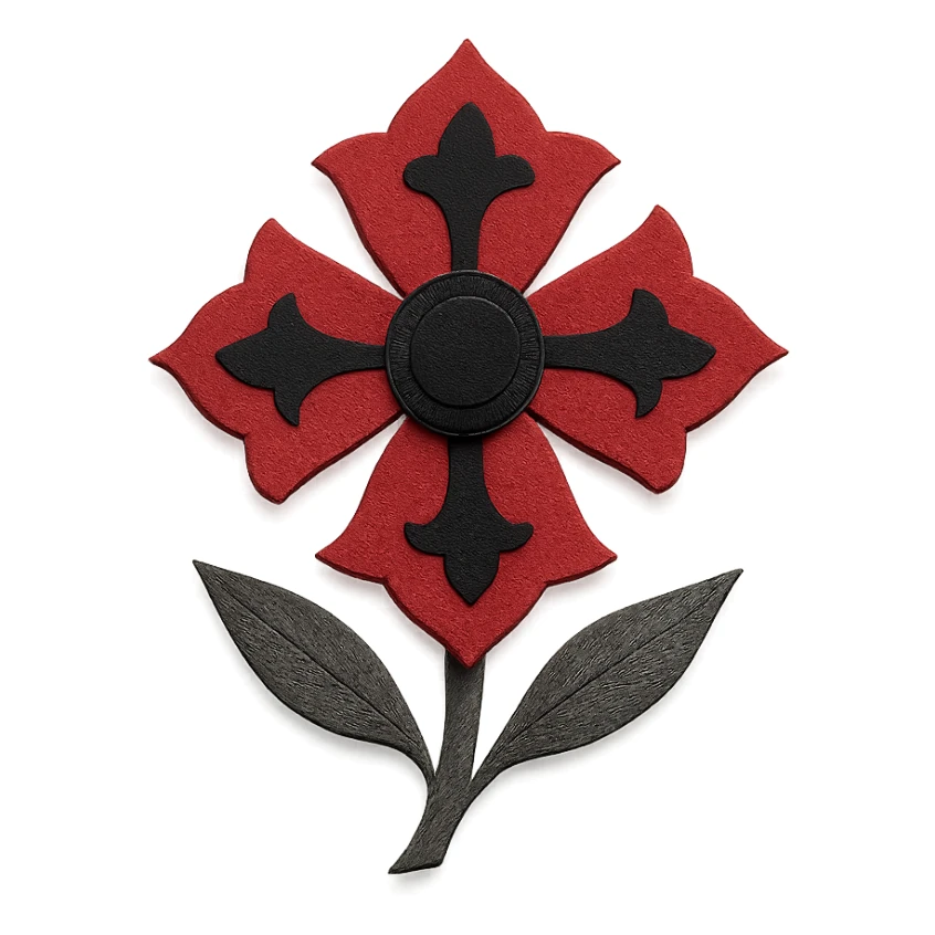 gothic flower in paper craft style sticker