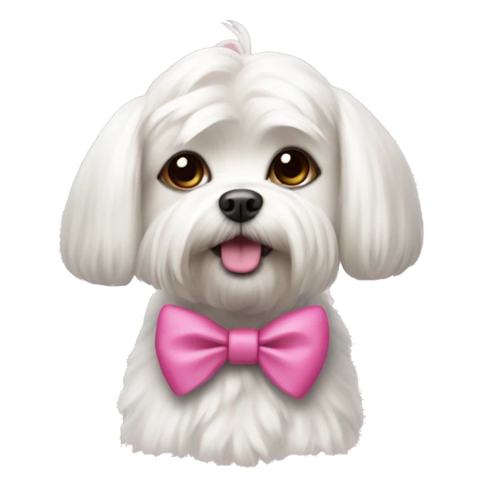 Maltese dog with ponk bow  sticker