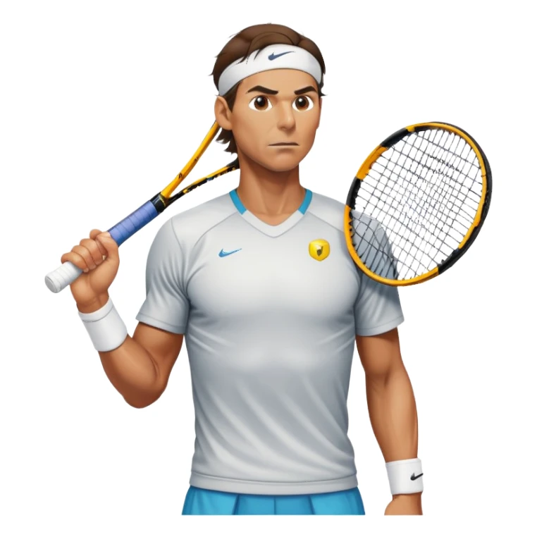  Rafael Nadal , chest high with racket sticker