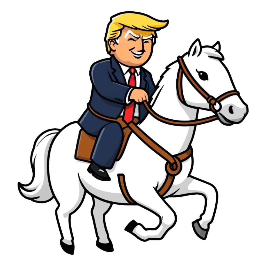 Trump on a white horse. sticker
