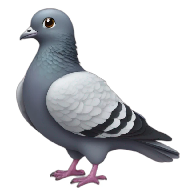Pigeon holding a heart sticker