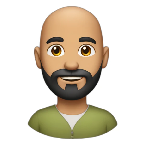 Olive skin bald man with long black beard sticker