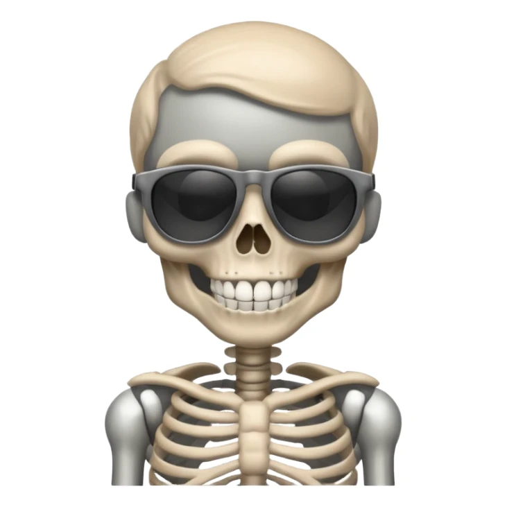 cool skeleton smiling like a rockstar with sunglases sticker