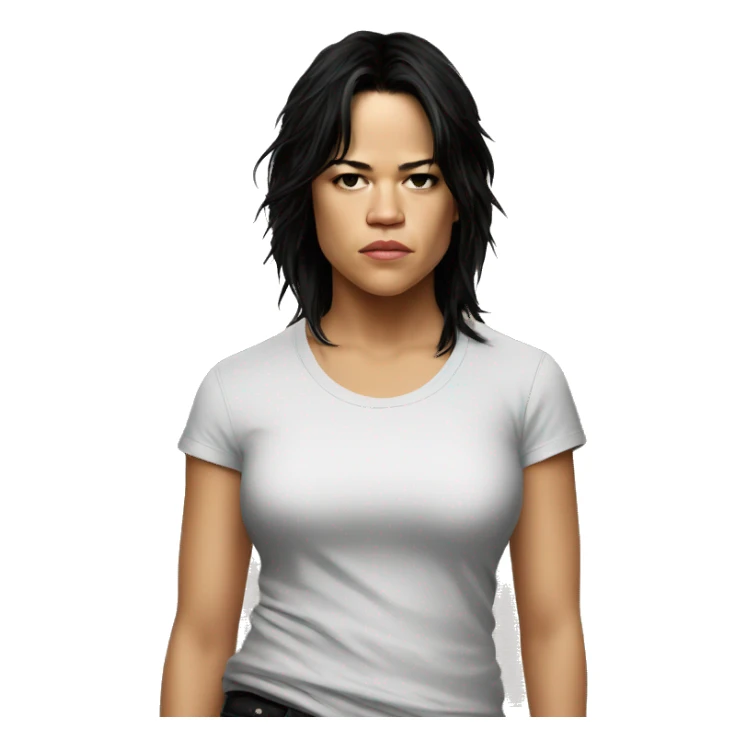 michelle rodriguez serious wearing tee sticker