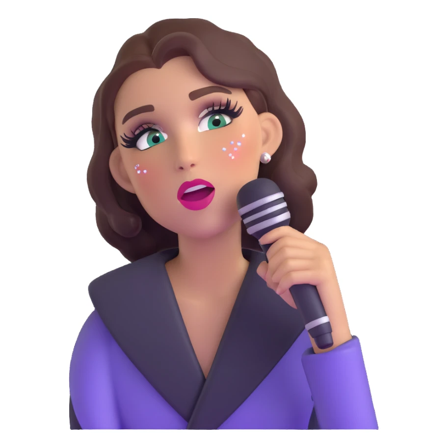 Chappell Roan singing into a microphone with glittery eyeshadow sticker