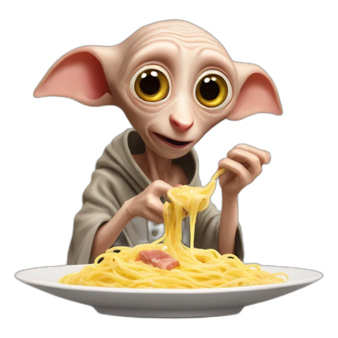 dobby eating carbonara sticker