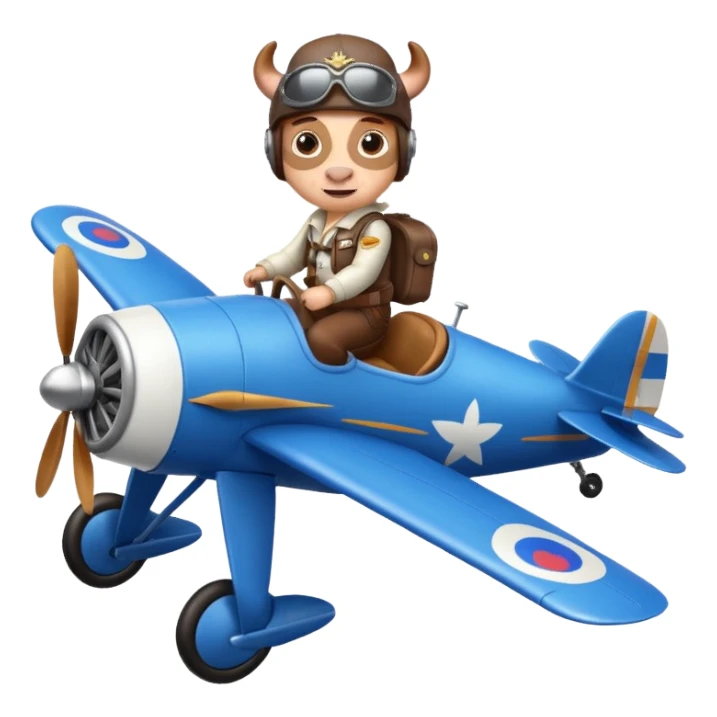  cow pilot riding blue plane sticker