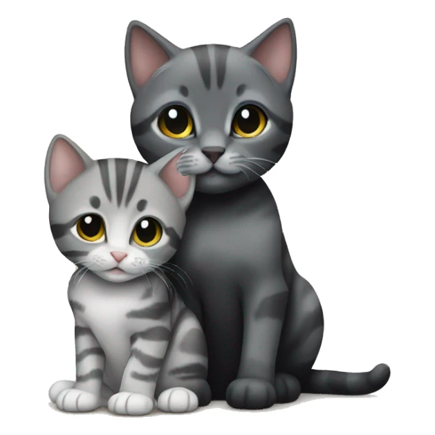 grey tabby kitten and black kitten sticker