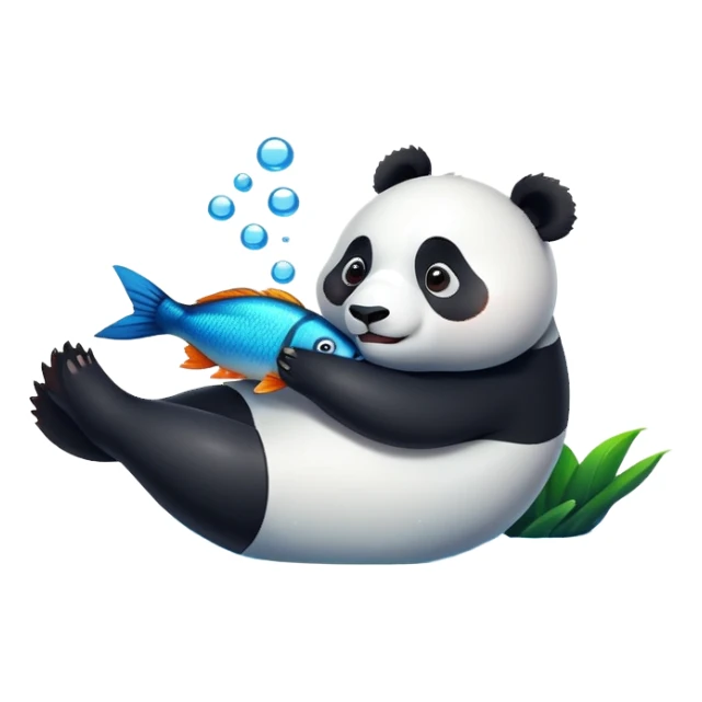 Panda hugs fainting fish sticker