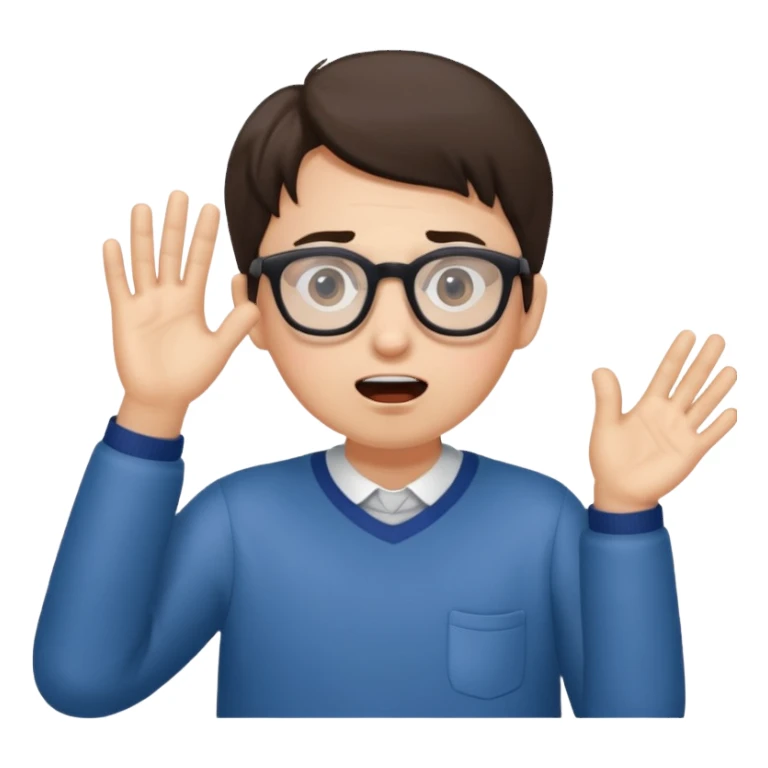 shocked face with glasses and a hang pulling them down sticker