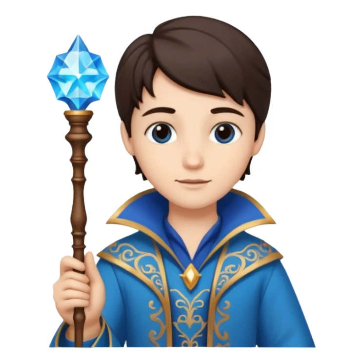 magic wand and hand with a blue handle sticker