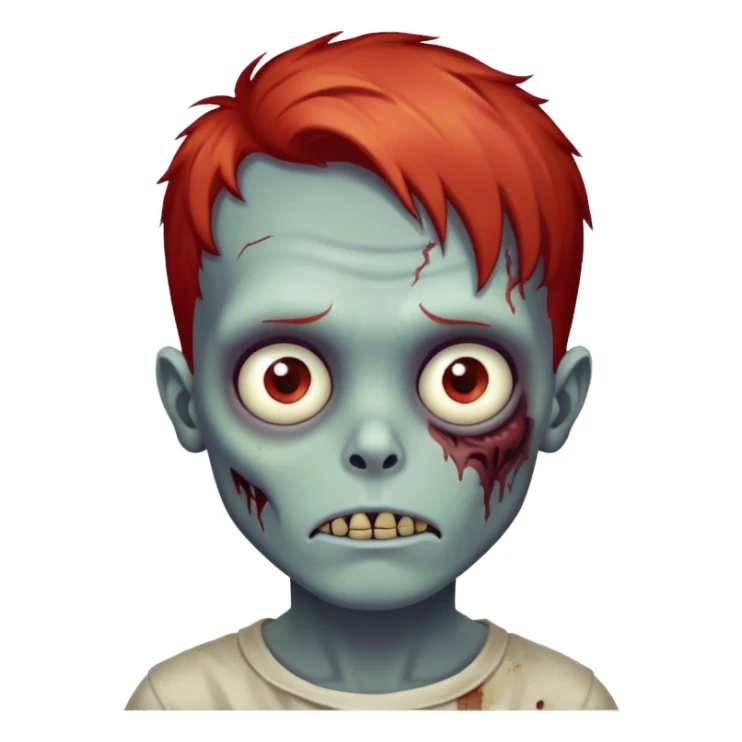 zombie boy red hair brown eyes  sticker