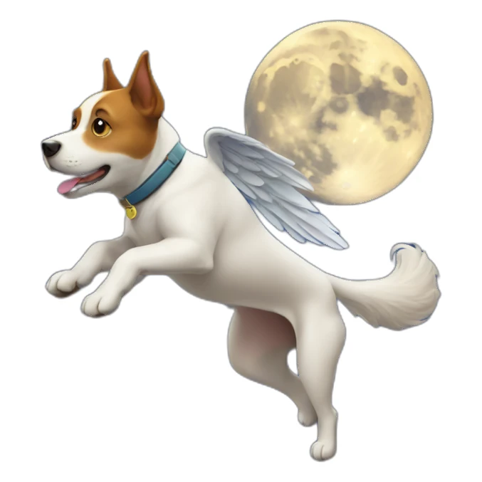 Dog flying to the moon sticker