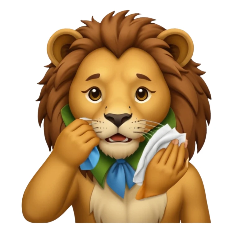 lion wiping its nose sticker