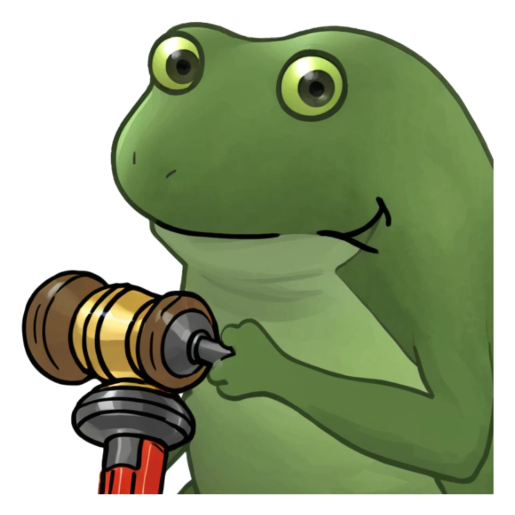 green frog auctioning, lively and expressive sticker