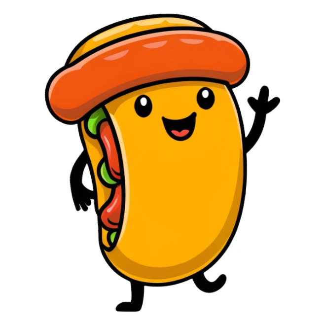 Happy hotdog character sticker