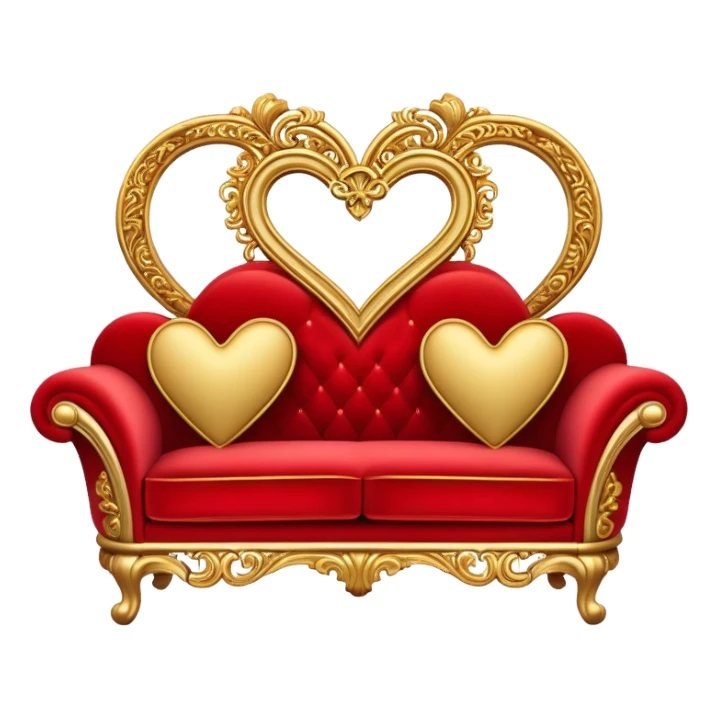 Romantic red and gold heart-couch sticker