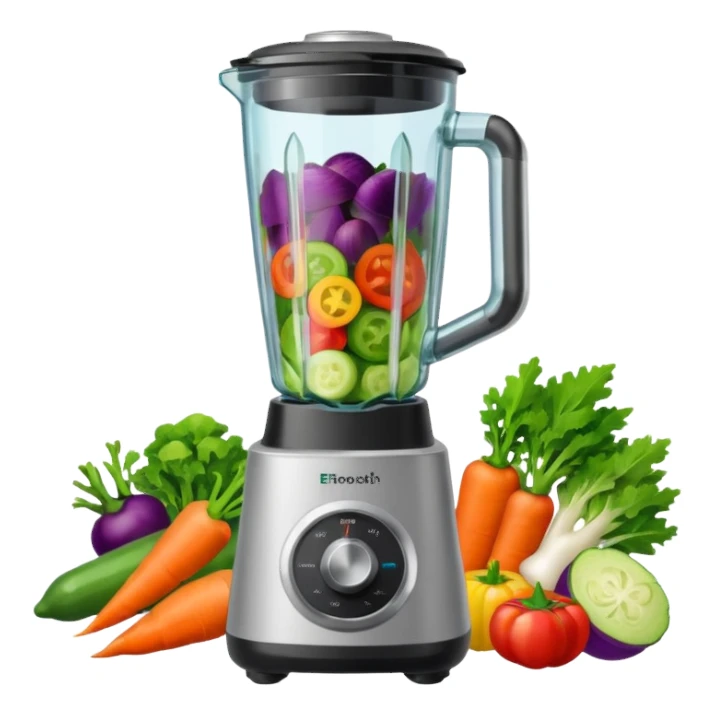 a blender with vegetables sticker