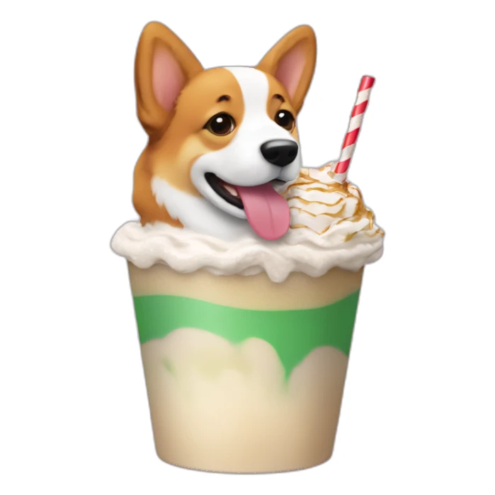 corgi drinking frappuccino sticker