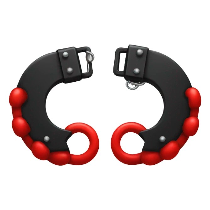 Black and red fluffy handcuffs  sticker