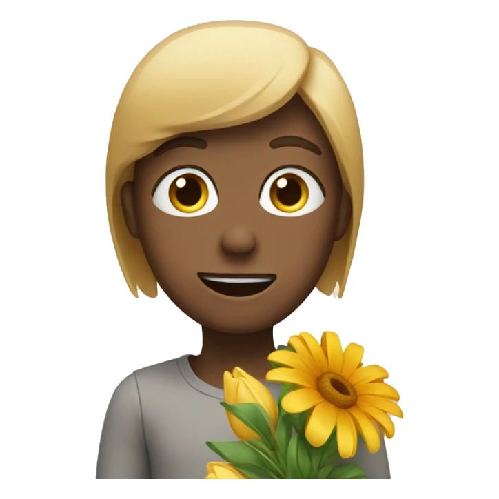 moved face, giving flowers  sticker