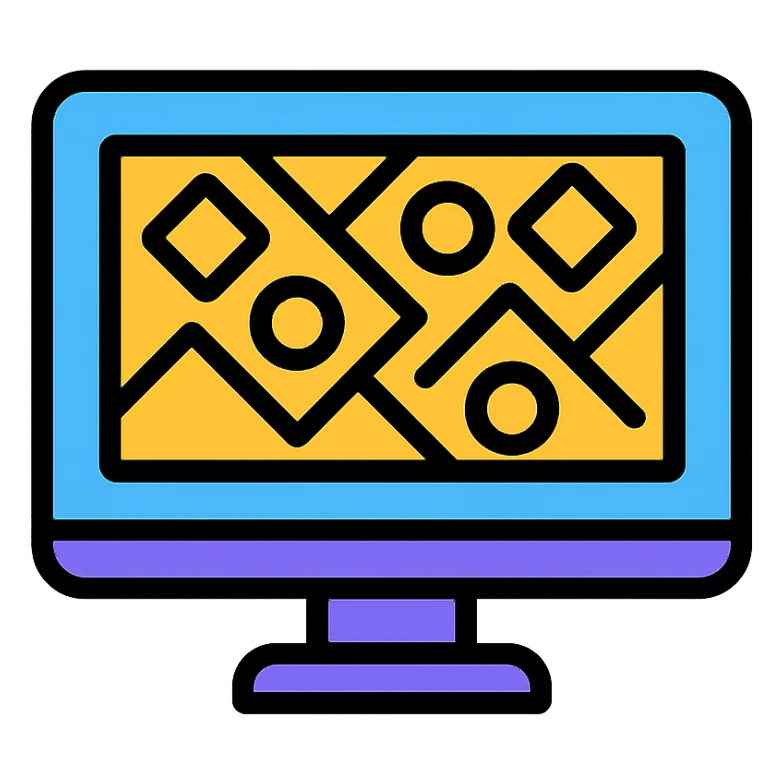Google Material Design icon for 'Digital Patterns' depicting a screen with a simple pattern outline. sticker