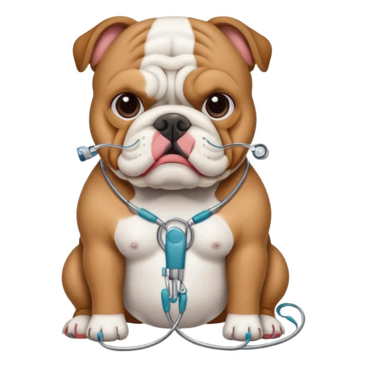 Bulldog getting surgery  sticker