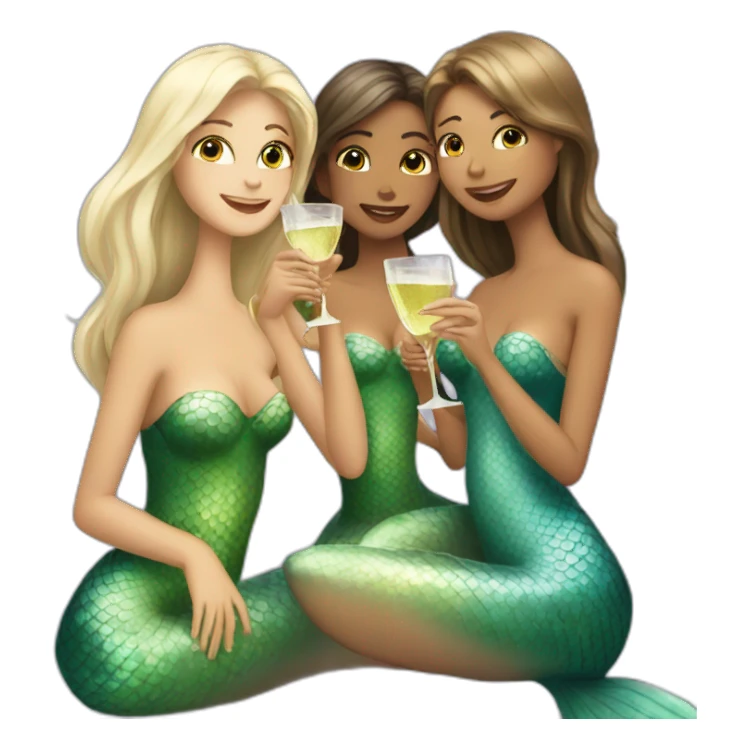 Three mermaids drinking champagne sticker