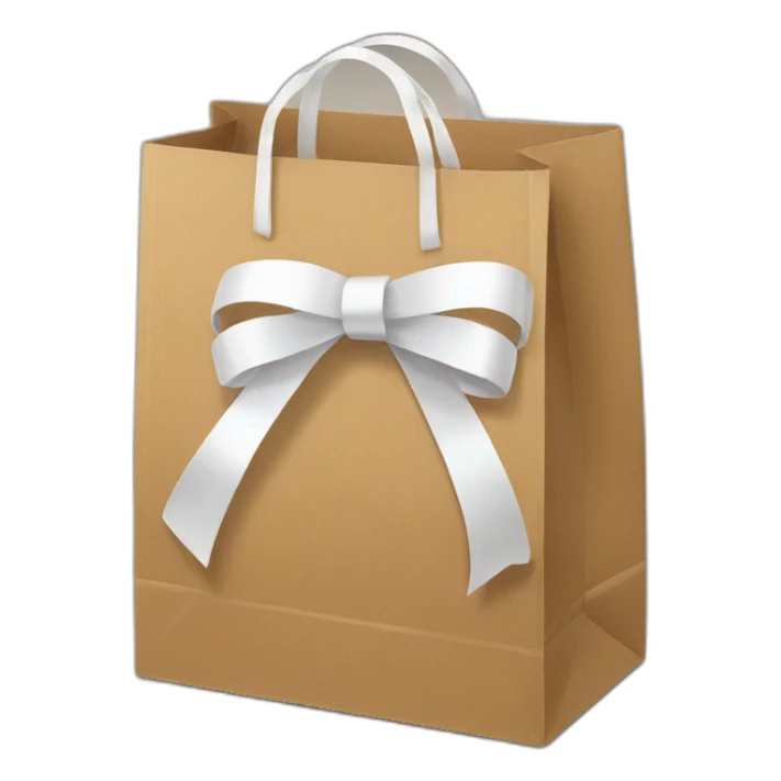 Cardboard bag with white ribbons sticker