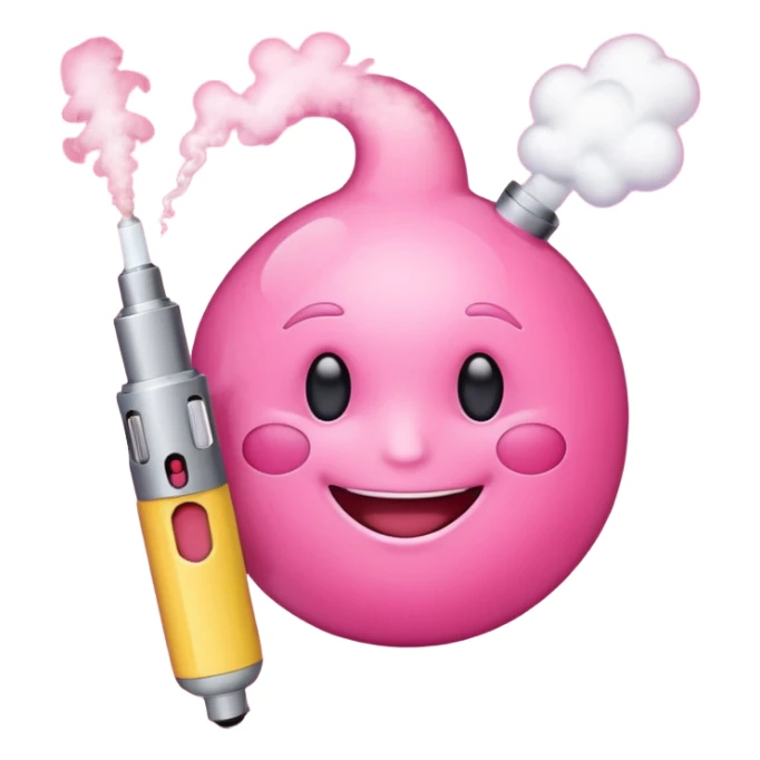 Pink emoji smoking vape sticker