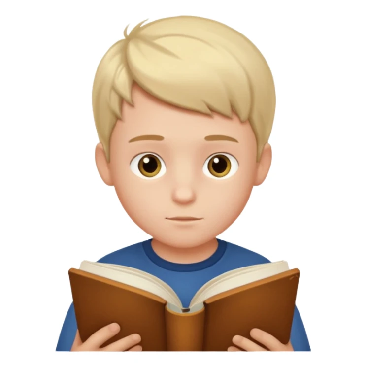 boy reading sticker