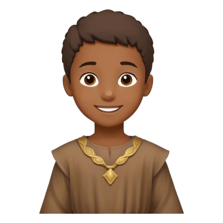 smiling painter boy 14th century with simple brown tunic sticker