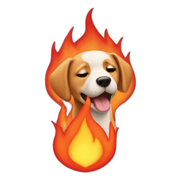Heart emoji while on fire that turns into a dog sticker