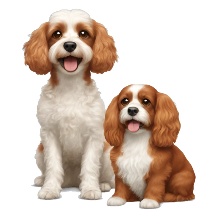 Red Cavoodle and white cavoodle sticker