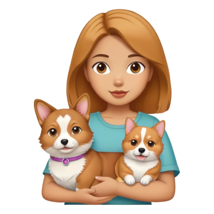 The girl is holding a Devon cat and a Corgi sticker